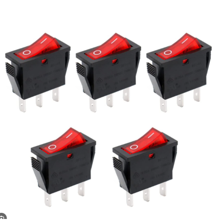 Rocker Switch ON-Off 250V 16A 125V 16A 3 Terminal Red Light